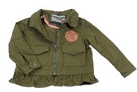 Khaki plátěný kabátek s volánky Pocopiano