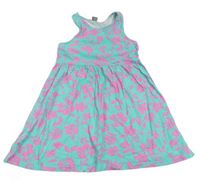 Tyrkysovo-neonově růžové bavlněné šaty Primark