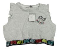 Šedý crop top s palmami Pep&Co