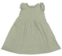Světlekhaki žebrované šaty s volánky H&M