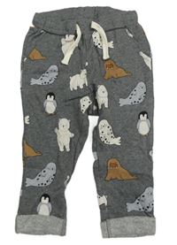 Tmavošedé tepláky se zvířaty H&M