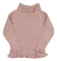 Světlerůžový žebrovaný svetrový rolák Matalan