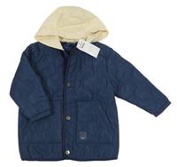 Nové - tmavomodrá šusťáková prošívaná zateplená bunda s kapucí zn. Pep&Co