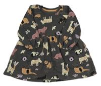 Tmavošedé teplákové šaty se zvířátky Nutmeg