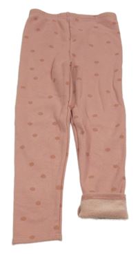 Růžové zateplené legíny s puntíky George 