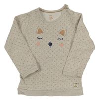 Béžová mikina s kočkou a puntíky C&A