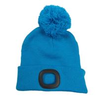 Modrozelená čepice s bambulí