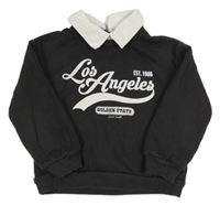 Antracitová mikina s nápisem a košilovým límcem Tu