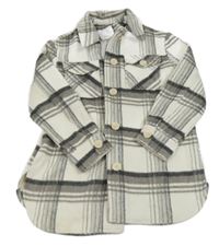 Bílo-šedá kostkovaná vlněná košilová bunda Primark