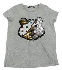 Šedé tričko s překlápěcími flitry - Pudsey George