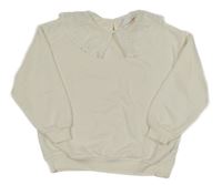 Bílá mikina s madeirovým límcem Zara