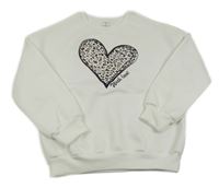 Bílá mikina se srdcem Shein