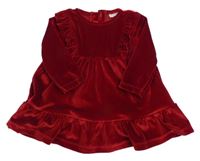 Červené sametové šaty s volánky F&F