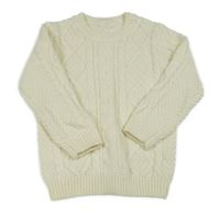 Smetanový svetr s pleteným vzorem 