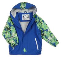 Modro-zelená vzorovaná nepromokavá bunda s kapucí Lupilu