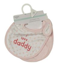 Nové - 2x slinták - bílý se srdíčky a nápisem + světlerůžový Nutmeg