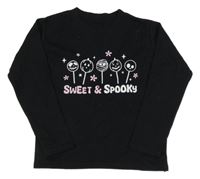 Černé triko s dýněmi a nápisem 