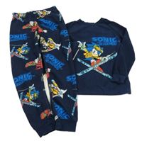 Tmavomodré fleecové pyžamo se Sonicem H&M