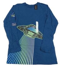 Nové - Petrolejové triko s létajícím talířem  Dunnes