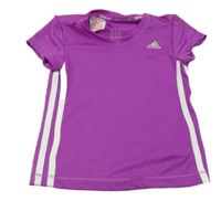 Purpurové sportovní funkční tričko s pruhy a logem Adidas