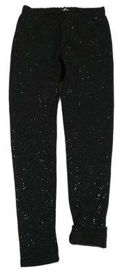 Černé třpytivé zateplené legíny 