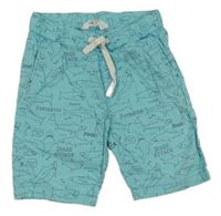 Světlemodré plátěné kraťasy se žraloky a nápisy H&M