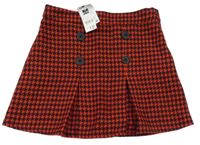 Nové - červeno-černá vzorovaná sukně s knoflíky Dunnes