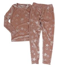 2set - Růžové sametové triko s hvězdami + legíny Shein