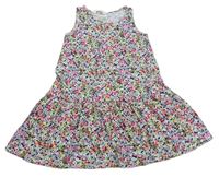 Tmavomodro-barevné květované bavlněné šaty zn. H&M
