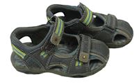 Šedo-limetkové koženkové sandály F&F vel. 26