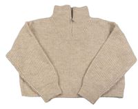Světlerůžový crop svetr s rolákem Matalan