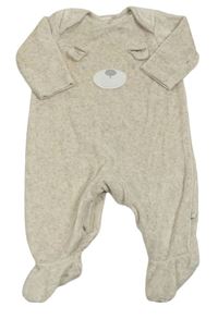 Béžové sametové dupačky s medvídkem Mothercare