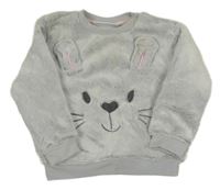 Šedá chlupatá mikina se zajíčkem zn. Ergee