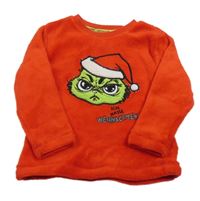 Červené plyšové pyžamové triko s Grinchem 