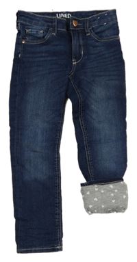 Tmavomodré podšité slim fit rifle H&M