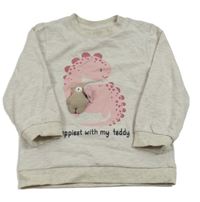 Šedá melírovaná mikina s dinosaurem Topolino