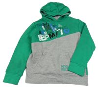 Zeleno-šedá mikina s nápisem a kapucí Y.F.K.