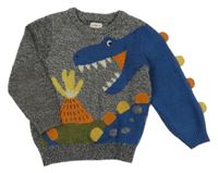 Šedý melírovaný svetr s drakem F&F