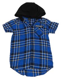 Modro-černá kostkovaná košile s kapucí Chapter young