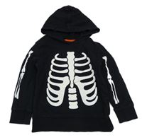 Černá mikina s kostlivcem a kapucí 