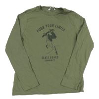 Khaki triko se skateboardistou Mango