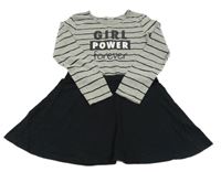 Šedo-černé šaty s nápisem Bonpix