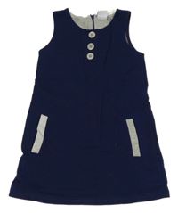 Tmavomodré teplákové šaty s knoflíčky Seven Lemon 