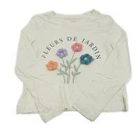 Bílé crop triko s kytičkami a nápisem Primark