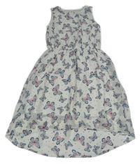 Bílé šifonové šaty s motýlky C&A