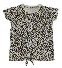 Šedé crop tričko s barevným vzorem a zavazováním Zeeman