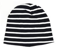 Tmavomodro-bílá pruhovaná bavlněná čepice 