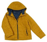 Okrová šusťáková prošívaná jarní zateplená bunda s kapucí Freedom trail