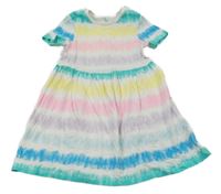 Bílo-barevné batikované bavlněné šaty M&S