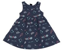 Tmavmodré bavlněné šaty s potiskem Kiki&Koko